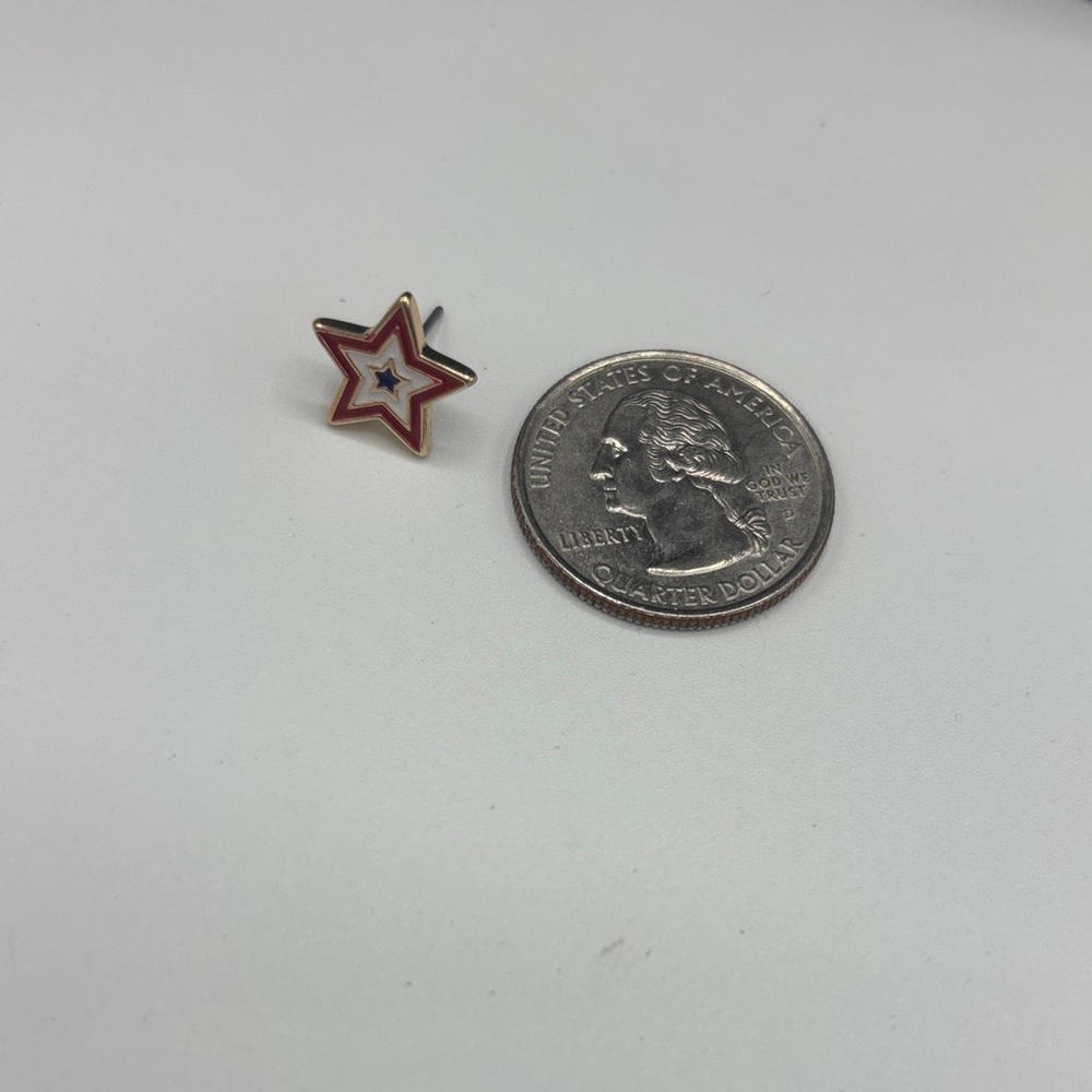 4th of July Gold Star Enamel Stud Earrings in Red, White & Blue - Women Jewelry - Picture 2 of 2